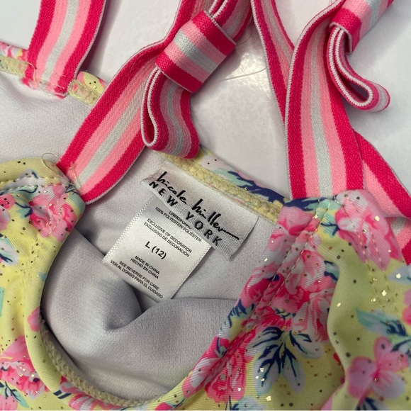 Nicole Miller New York Girls Large 12 Two Piece Bathing Suit Floral PRELOVED - Picture 6 of 10